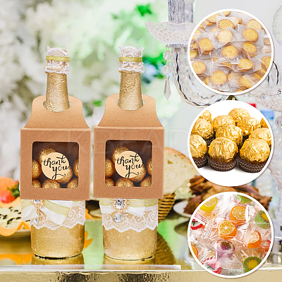30Pcs 3 Styles Square Kraft Paper Festival Gift Storage Boxes with PVC Window and Hole Handle CON-PH0003-05C-1