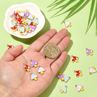 40Pcs 4 Colors Autumn Theme Alloy Enamel Charms ENAM-CJ0002-98-1