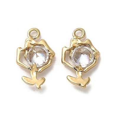 Brass Micro Pave Cubic Zirconia Pendants KK-K355-08G-1