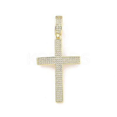 Brass Micro Pave Clear Cubic Zirconia Big Pendants KK-B141-19G-1
