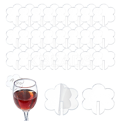 Flower Acrylic Wine Glass Charms Tag AJEW-WH0248-384A-1