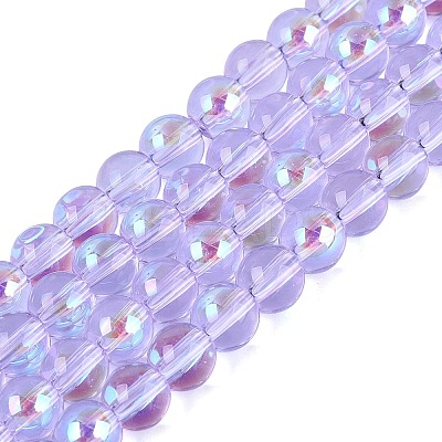 Transparent Electroplate Glass Beads Strands EGLA-Q132-6MM-01A-15-1