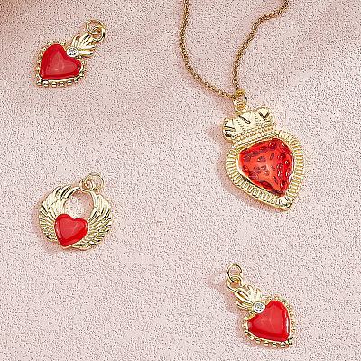 6Pcs 3 Styles Brass Enamel Pendants KK-BBC0019-86-1
