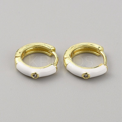 Enamel Hoop Earrings with Clear Cubic Zirconia EJEW-WH0004-39G-1
