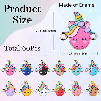 60Pcs 12 Styles Alloy Enamel Connector Charms ENAM-CJ0004-32-1