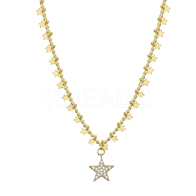 Star Brass Micro Pave Cubic Zirconia Pendant Necklaces NJEW-PH01391-1