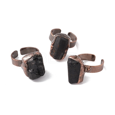 Gemstone Irregular Nugget Open Cuff Ring RJEW-I082-01R-1