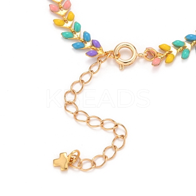 Brass Enamel Cobs Chains Bracelets BJEW-JB05744-1