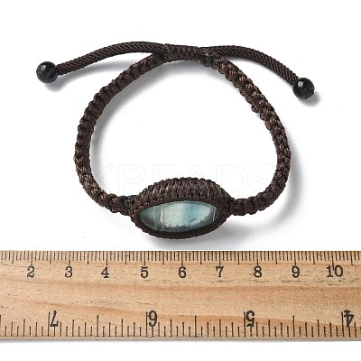 Adjustable Oval Natural Fluorite Braided Bead Bracelets BJEW-H626-02-11-1
