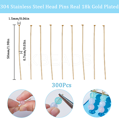 300Pcs 304 Stainless Steel Flat Head Pins STAS-SC0005-79-1