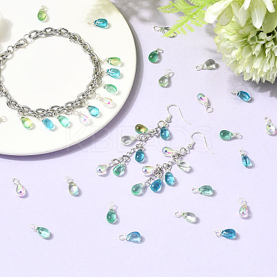 80Pcs 5 Colors Glass Pendants PALLOY-SW00114-1