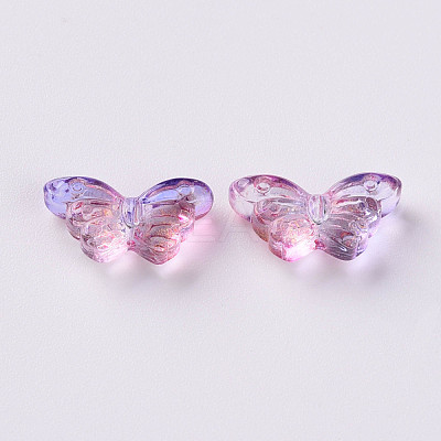 Two Tone Transparent Spray Painted Glass Beads GLAA-S190-018E-01-1