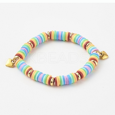 Handmade Polymer Clay Heishi Beads Stretch Bracelets BJEW-JB0001-CPQ-1
