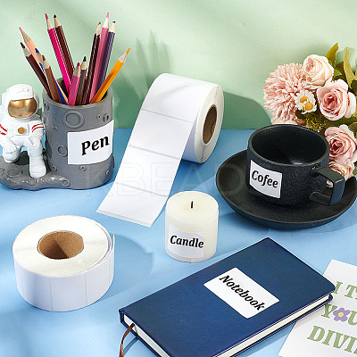 2 Rolls 2 Styles Rectangle Paper Thermal Printable Label Stickers STIC-BC0001-06-1