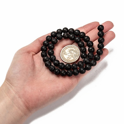 Natural Lava Rock Round Bead Strands LS-G-M169-8mm-03-1