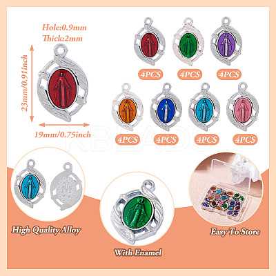 28Pcs 7 Colors  Platinum Plated Alloy Enamel Pendants ENAM-TA0002-30-1