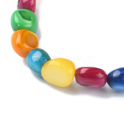 Dyed Natural Shell Nugget Beaded Stretch Bracelet for Women BJEW-JB09383-02-1