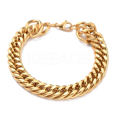 Ion Plating(IP) 304 Stainless Steel Cuban Link Chain Bracelets STAS-A028-B064G-A-1