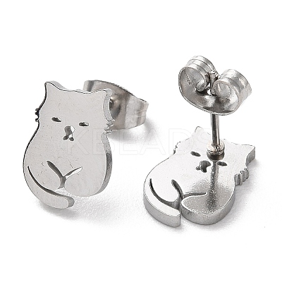 Non-Tarnish 304 Stainless Steel Stud Earrings EJEW-B022-03P-1