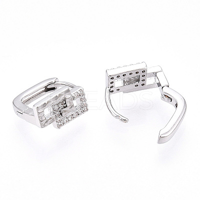 Rack Plating Brass Clear Cubic Zirconia Hoop Earrings EJEW-S241-06P-1
