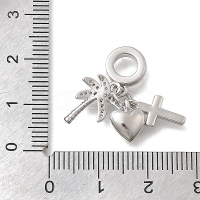 Brass Micro Pave Clear Cubic Zirconia European Dangle Charms KK-D431-033F-P-1