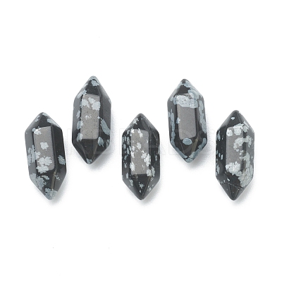 Faceted No Hole Natural Snowflake Obsidian Healing Stones G-K034-20mm-09-1