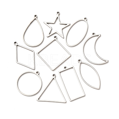 10Pcs 201 Stainless Steel Open Back Bezel Pendant Sets STAS-B101-06B-P-1