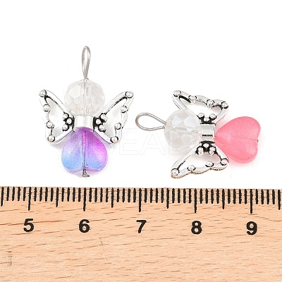 Gradient Color Baking Paint Transparent Glass Pendants PALLOY-JF03274-1