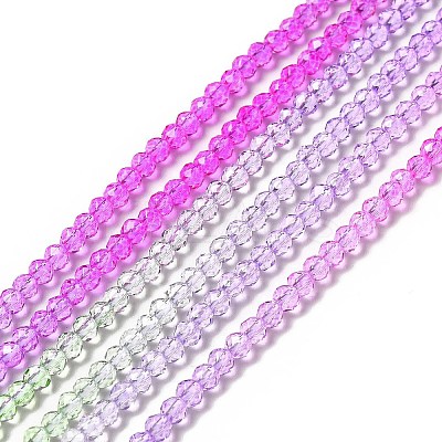 Transparent Gradient Color Glass Beads Strands GLAA-H021-01B-21-1