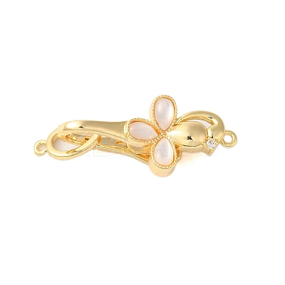Brass Micro Pave Clear Cubic Zirconia Fold Over Clasps KK-S382-14G-01-1