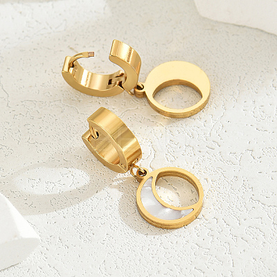 Elegant 201 Stainless Steel Moon Hoop Earrings XZ5381-1-1