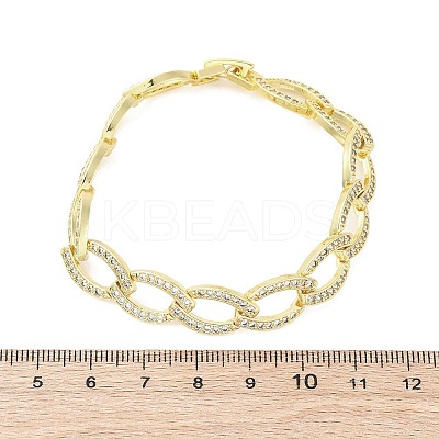 Brass Micro Pave Clear Cubic Zirconia Curb Chain Bracelets for Women BJEW-A034-04A-G-1