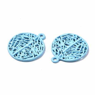 Spray Painted Alloy Pendants PALLOY-Q434-010B-NR-1