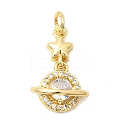 Brass Pave Clear Cubic Zirconia Pendants KK-G554-14G-1