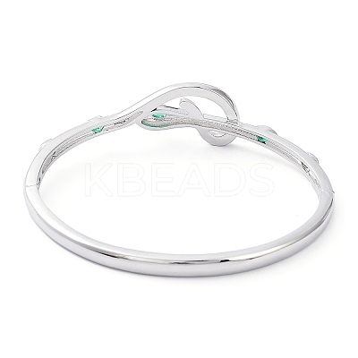 Cubic Zirconia Snake Hinged Bangle with Enamel BJEW-G673-03P-1