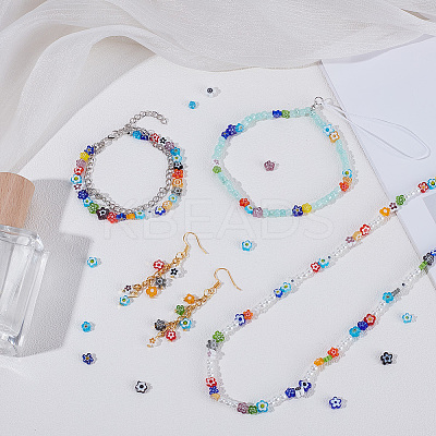 5 Strands Handmade Millefiori Glass Bead Strands LAMP-DR0001-04A-1