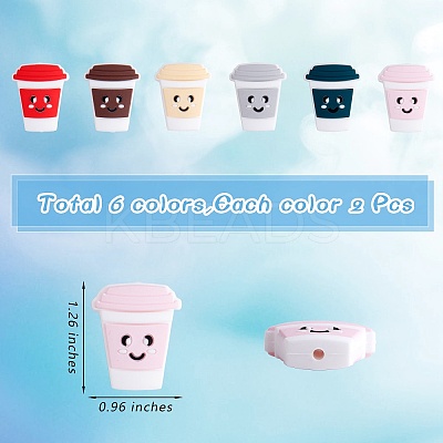 12Pcs 6 Styles Cartoon Smiling Face Water Cup Silicone Beads JX667A-1