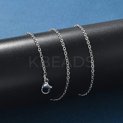 Classic Plain 304 Stainless Steel Mens Womens Cable Chain Necklaces STAS-UN0017-38P-A-1