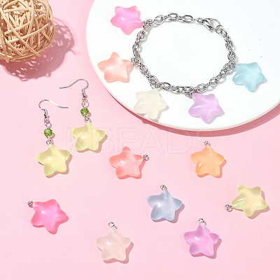84Pcs 7 Colors Luminous Transparent Resin Pendants RESI-SZ0003-26-1