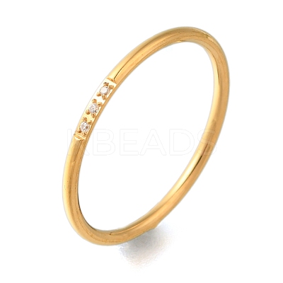 Ion Plating(IP) 304 Stainless Steel Micro Pave Clear Cubic Zirconia Finger Rings RJEW-B066-11G-1