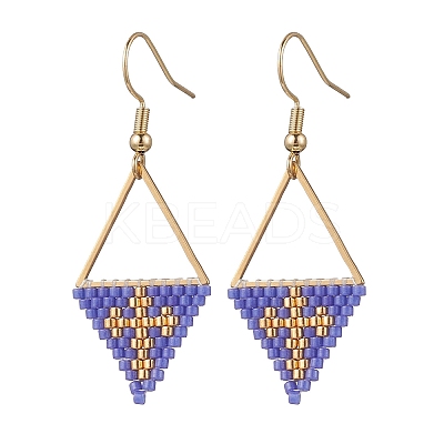 Handmade Glass Seed Beads Rhombus Dangle Earrings EJEW-MZ00542-05-1