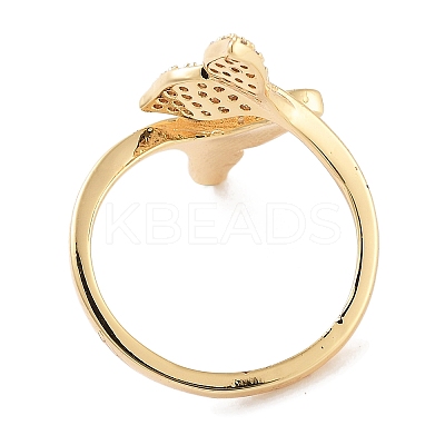 Fishtail Rack Plating Brass Micro Pave Cubic Zirconia Open Cuff Rings for Women RJEW-Z059-06G-1