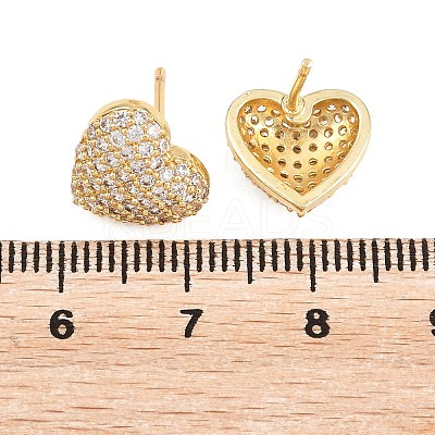 Brass Micro Pave Clear Cubic Zirconia Stud Earrings EJEW-G471-31G-02-1