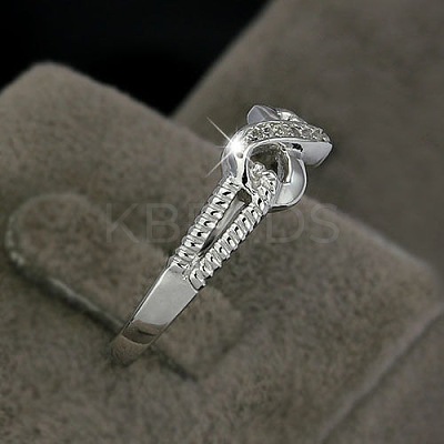 Brass & Clear Cubic Zirconia Finger Rings for Women FS-WGA713C-02-1
