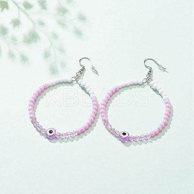 Resin Evil Eye & Acrylic Beaded Big Ring Dangle Earrings EJEW-JE04999-01-1