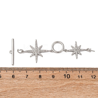 Brass Micro Pave Clear Cubic Zirconia Toggle Clasps KK-A223-36P-1