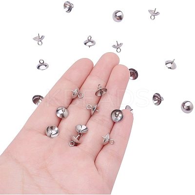 304 Stainless Steel Cup Pearl Peg Bails Pin Pendants STAS-PH0010-32P-1