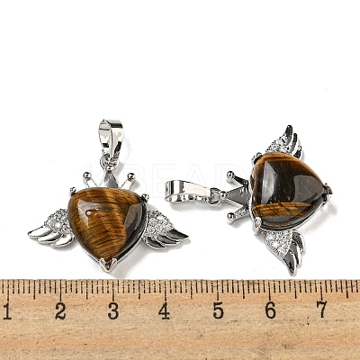 Natural Tiger Eye with Clear Cubic Zirconia Pendants G-G133-02P-24-1