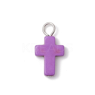 Dyed Synthetic Turquoise Pendants PALLOY-JF03687-1