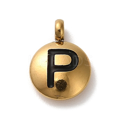 304 Stainless Steel Black Enamel Charms STAS-R009-01G-P-1